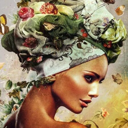 Рисуване по номера Момиче обърнато на дясно с пеперуди - 40х50см.