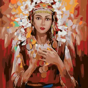 Рисуване по номера "Пламенна девойка"(по оригинал на Миглена Кирилова) - 40х50см.