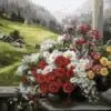 Рисуване по номера Букет с изглед към планината - 40х50 см.