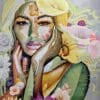 Рисуване по номера "Женско лице с цветя" - 40х50 см.