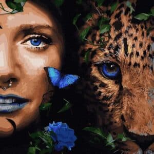 Рисуване по номера Сини очи с пеперудки - 40х50 см.