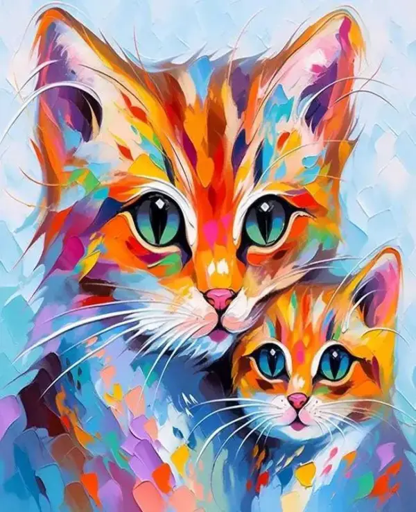 Рисуване по номера Абстрактни котенца - 40х50см.