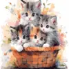 Рисуване по номера Сладки котенца в кошница - 40х50см.