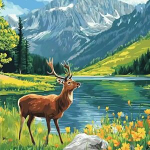 Картина за рисуване по номера - Красив елен в планината