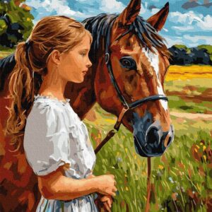 Рисуване по номера Момиче с красиво конче